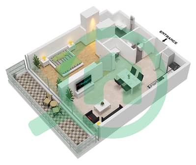海湾 101 - 1 卧室公寓单位4-16 / FLOOR 20-35,40-54,戶型图