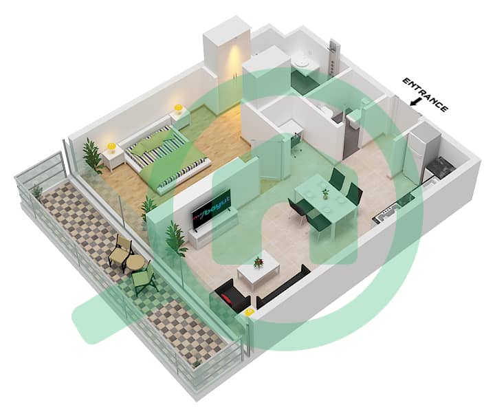 Bayz 101 - 1 Bedroom Apartment Unit 4-16 / FLOOR 20-35,40-54, Floor plan Unit 10,11 Floor 20-35
Unit 9,10,13 Floor 40-54
Unit 4-8,12-16 Floor 60-81 interactive3D