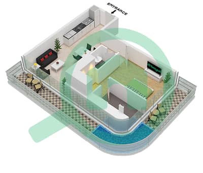 海湾 101 - 1 卧室公寓单位15,14 / FLOOR 20-35,40-54戶型图