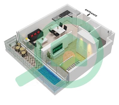 海湾 101 - 1 卧室公寓单位14,13 / FLOOR 20-35,40-54戶型图