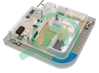 海湾 101 - 2 卧室公寓单位12,11,9戶型图