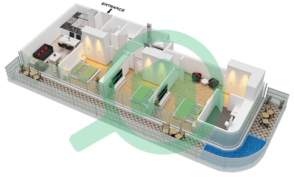 Unit 6 Floor 90-101 Bayz 101 - Plan d’étage de 3 chambres Appartement Unité 6 / FLOOR 90-101 Unit 6 Floor 90-101 interactive3D