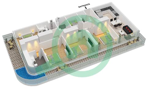 海湾 101 - 4 卧室公寓单位1 / FLOOR 90-101戶型图