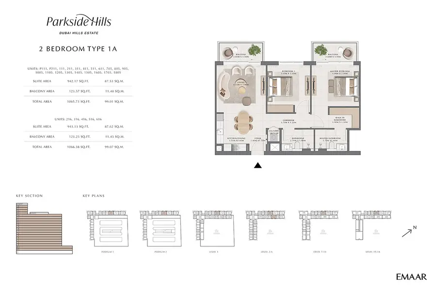 2 BR floor plan