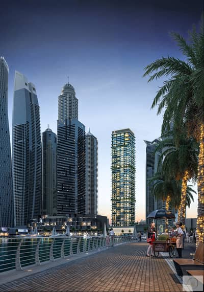 迪拜码头， 迪拜 3 卧室单位待售 - Render_Kempinski Marina Residences Dubai_Hero Exterior_Night. jpg