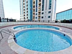 For sale, an apartment in the Al-Bustan area, Orient Towers, with a very large area, overlooking the creek and the Corniche.