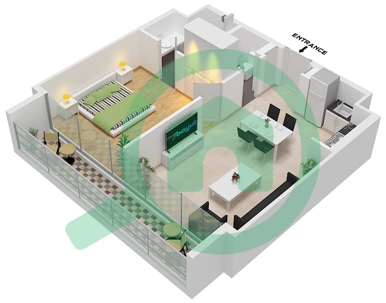 Sokoon 5 - 1 Bedroom Apartment Type A / FLOOR 1-5 Floor plan Type A Floor 1-5 interactive3D