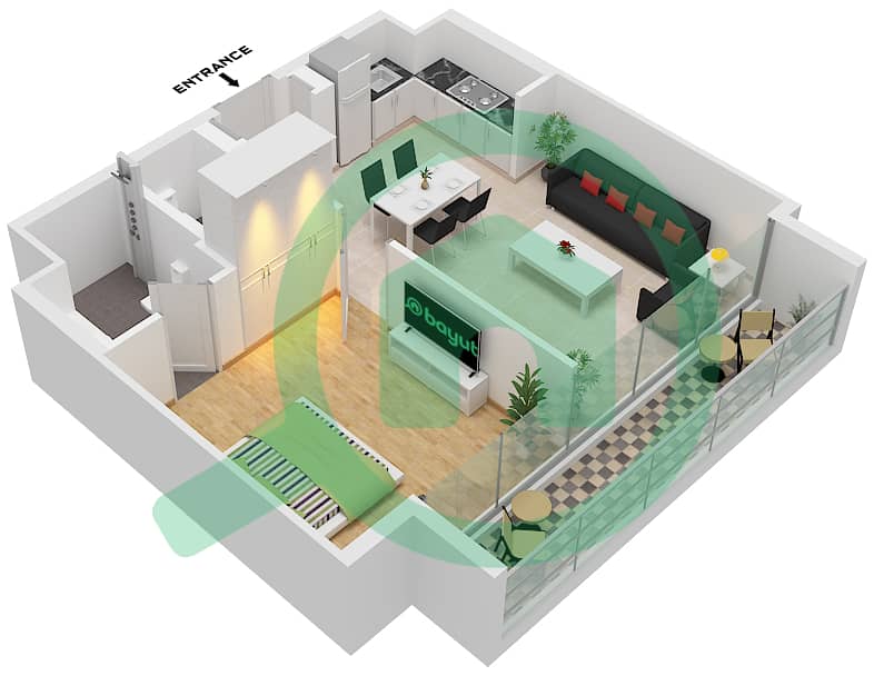 索库恩 5号 - 1 卧室公寓类型C / FLOOR 1-5戶型图 Type C Floor 1-5 interactive3D