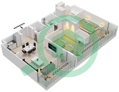 Sokoon 5 - 2 Bedroom Apartment Type C / FLOOR 1-6 Floor plan