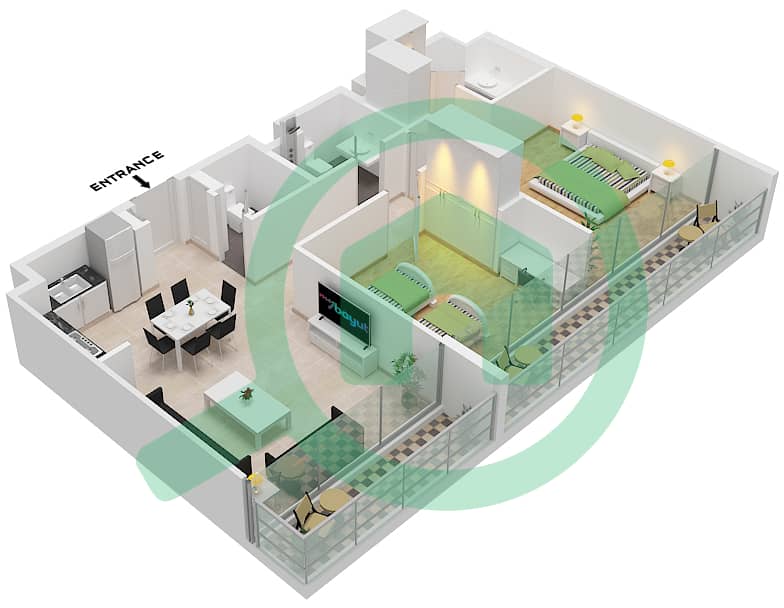 Sokoon 5 - 2 Bedroom Apartment Type C / FLOOR 1-6 Floor plan Type C Floor 1-6 interactive3D