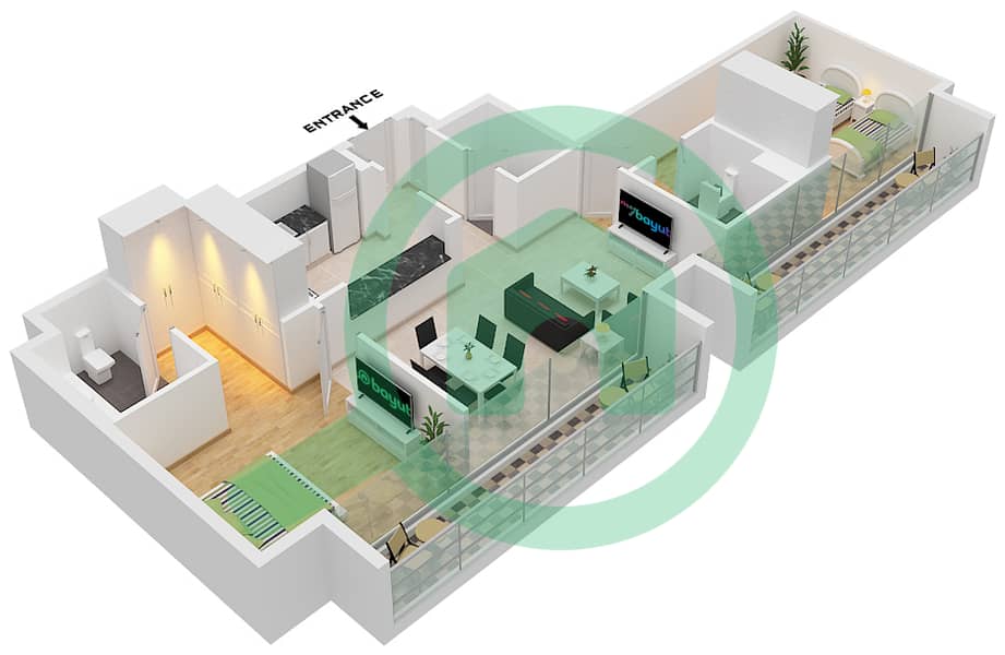 Sokoon 5 - 2 Bedroom Apartment Type B / FLOOR 1-6 Floor plan Type B Floor 1-6 interactive3D