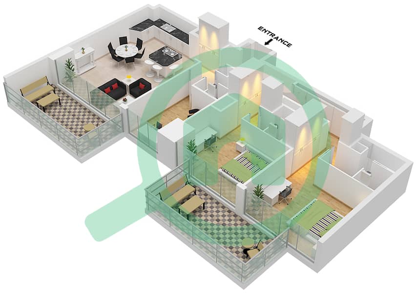 25H Heimat - 2 Bedroom Apartment Type C Floor plan Type C interactive3D