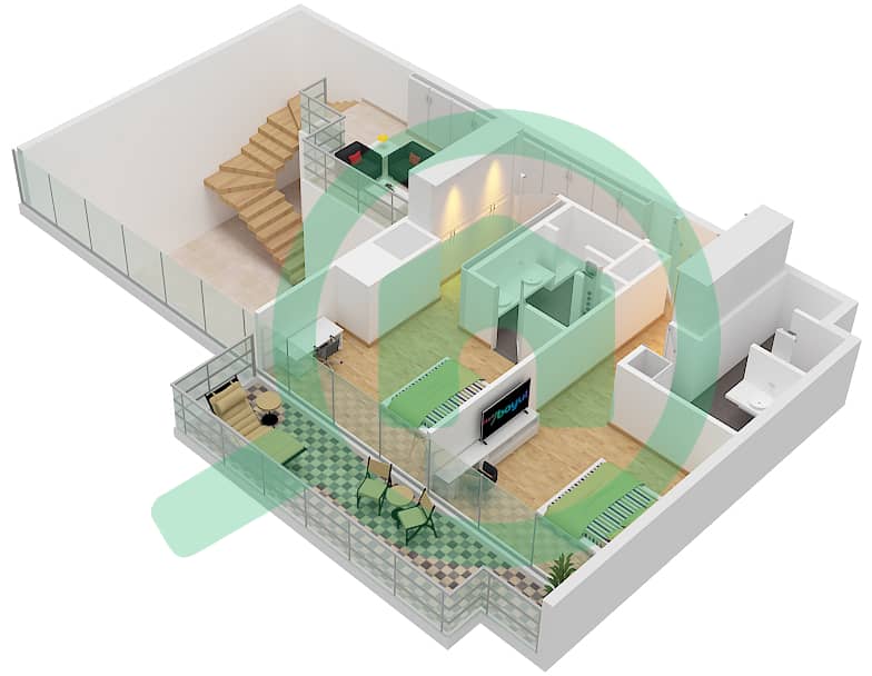 25H Heimat - 3 Bedroom Apartment Type B Floor plan Type B
Upper Floor interactive3D