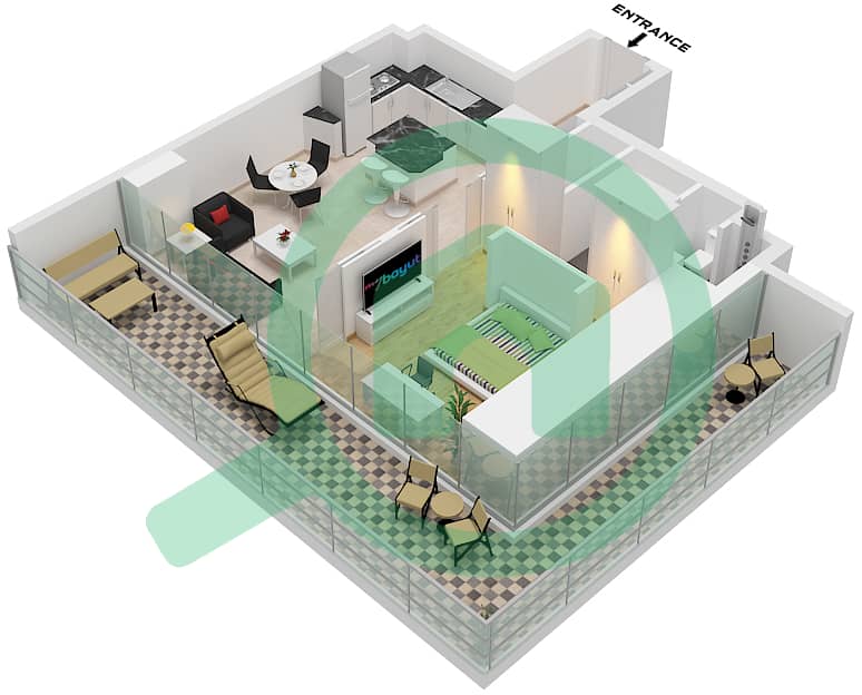 25H Heimat - 1 Bedroom Apartment Type F Floor plan Type F interactive3D