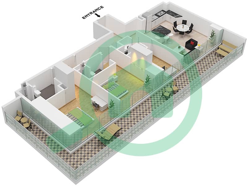 25H Heimat - 2 Bedroom Apartment Type A Floor plan Type A interactive3D