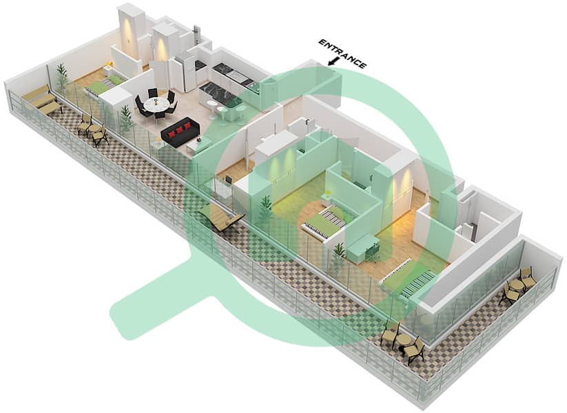 25H Heimat - 3 Bedroom Apartment Type A-1 Floor plan Type A-1 interactive3D