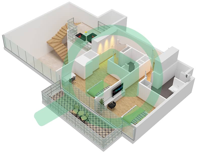 25H Heimat - 3 Bedroom Apartment Type D Floor plan Type D
Upper Floor interactive3D