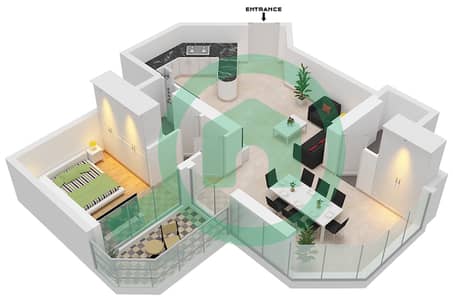 المخططات الطابقية لتصميم الوحدة 5,10 FLOOR 1-34 شقة 1 غرفة نوم - بوابة دبي الجديدة 2
