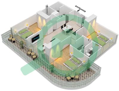 阿维林公寓 - 3 卧室公寓类型1 / FLOOR 11,12戶型图