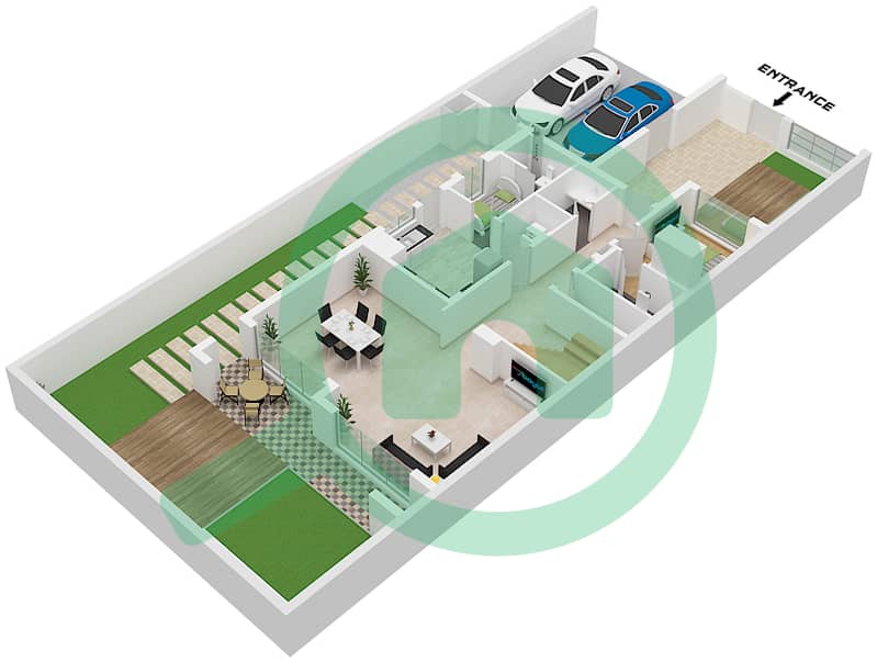 Azha Community - 5 Bedroom Villa Type 2A Floor plan Type 2A Ground Floor interactive3D