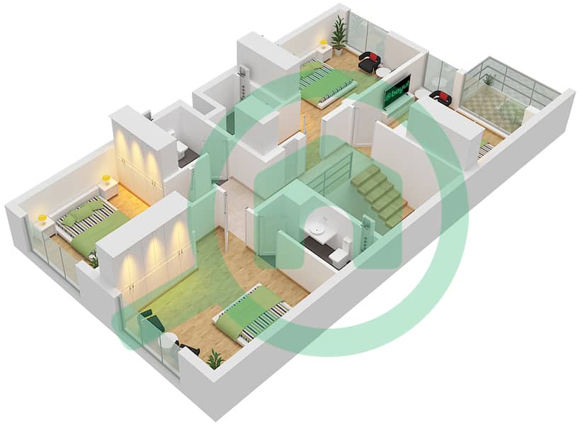 Azha Community - 5 Bedroom Villa Type 2A Floor plan Type 2A First Floor interactive3D