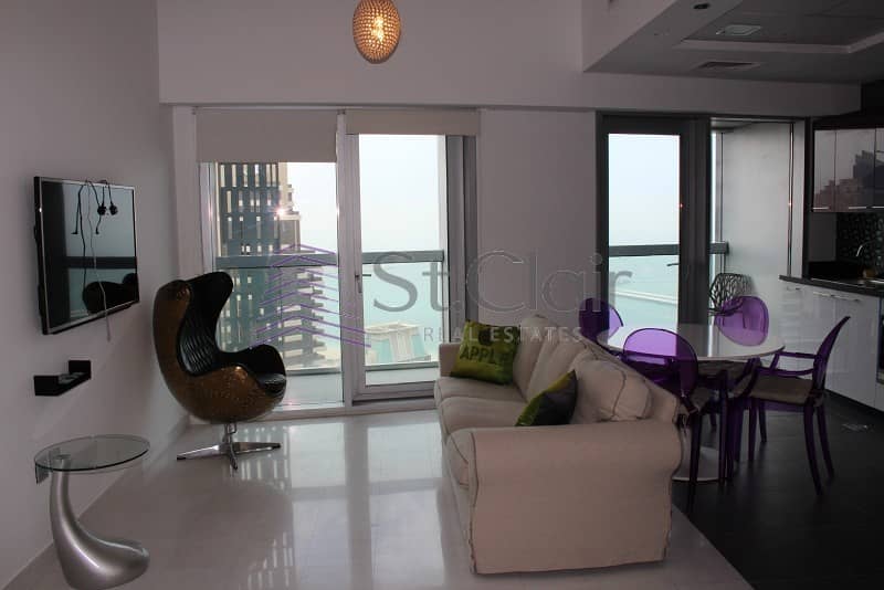 Amazing Sea View Furnished 1BR High Floor