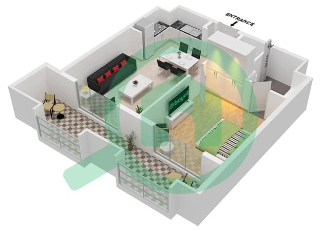 Type 1BR-H-2 Unit 5 Floor 3-6