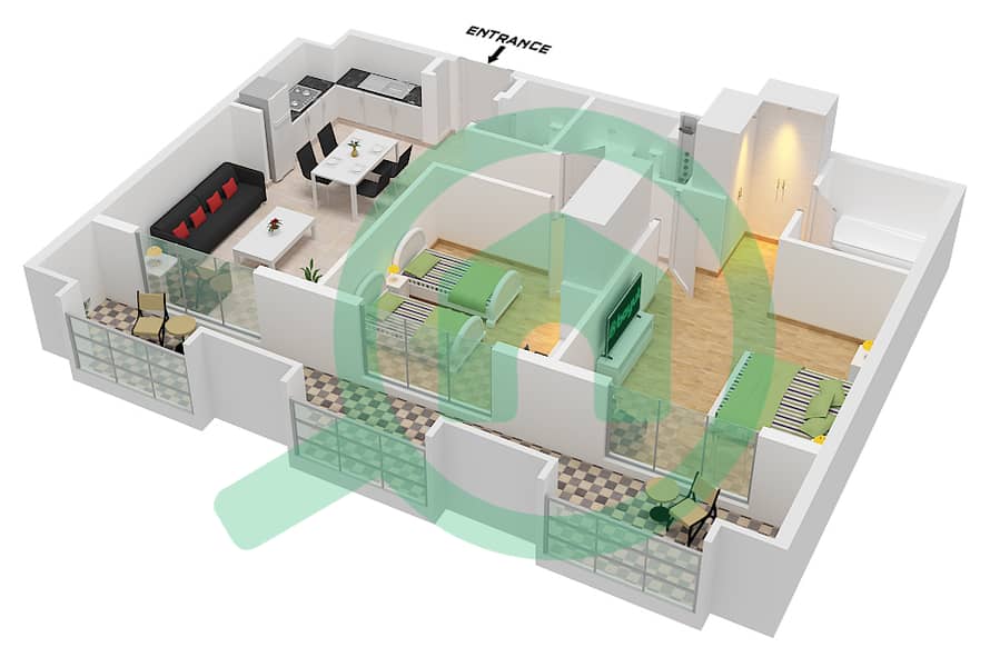 Tiraz - 2 Bedroom Apartment Type/unit 2BR-A-3, UNIT 9 Floor plan Type 2BR-A-3 Unit 9 Floor 3-6
Type 2BR-A-4 Unit 10 Floor 3-6 interactive3D