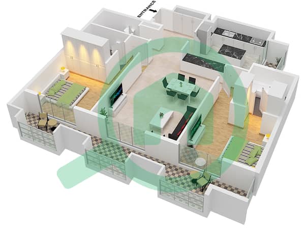 Type 2BR-B-1 Unit 6 Floor 3
