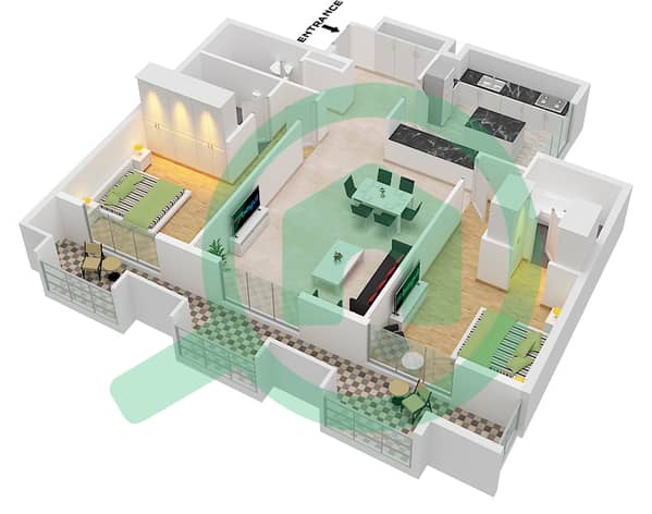 Type 2BR-B-2 Unit 6 Floor 4-6