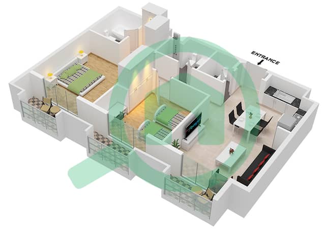 Type 2BR-C-1 Unit 3 Floor 3-6
