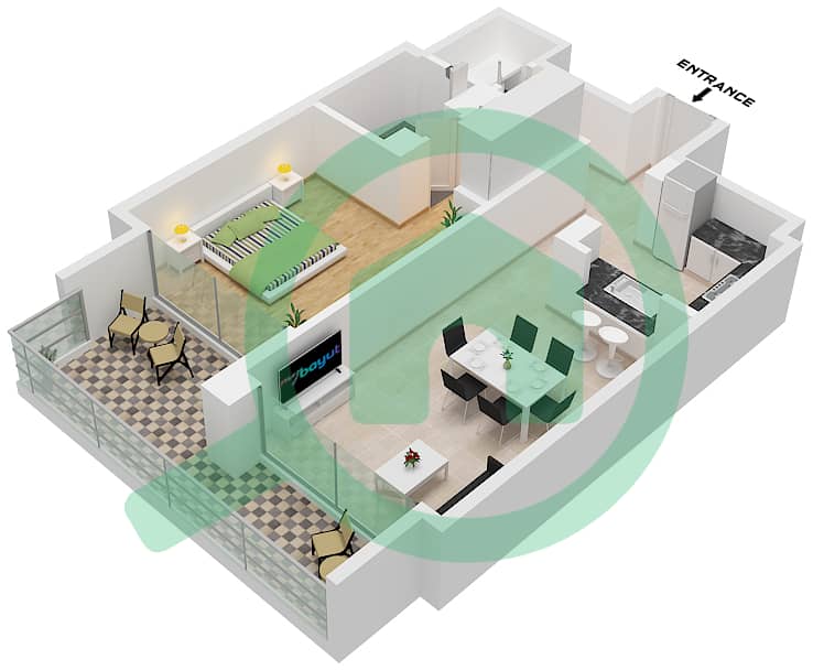 奥姆尼亚特安瓦咏叹调公寓 - 1 卧室公寓单位5-6 FLOOR 2,21戶型图 Unit 6 Floor 2,Unit 5 Floor 21 interactive3D