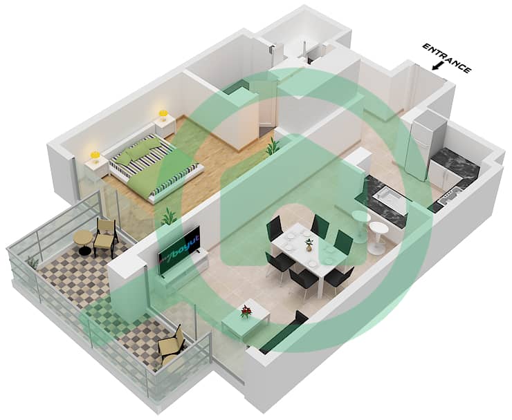 奥姆尼亚特安瓦咏叹调公寓 - 1 卧室公寓单位6 FLOOR 5戶型图 Unit 6 Floor 5 interactive3D