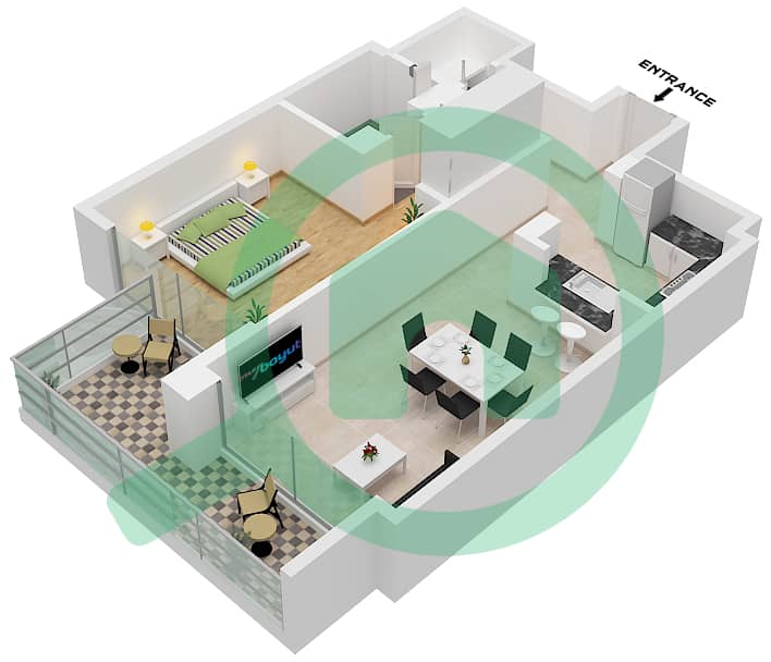 奥姆尼亚特安瓦咏叹调公寓 - 1 卧室公寓单位5 FLOOR 30戶型图 Unit 5 Floor 30 interactive3D