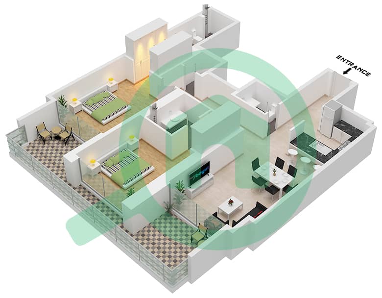 奥姆尼亚特安瓦咏叹调公寓 - 2 卧室公寓单位3-4 FLOOR 8-27戶型图 Unit 4 Floor 8
Unit 3 Floor 27 interactive3D