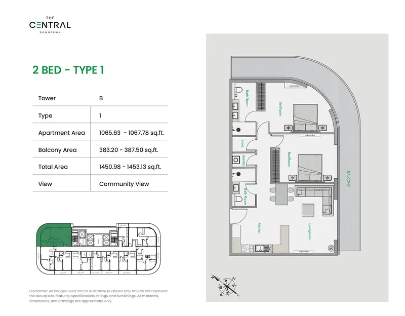 2 BR floor plan