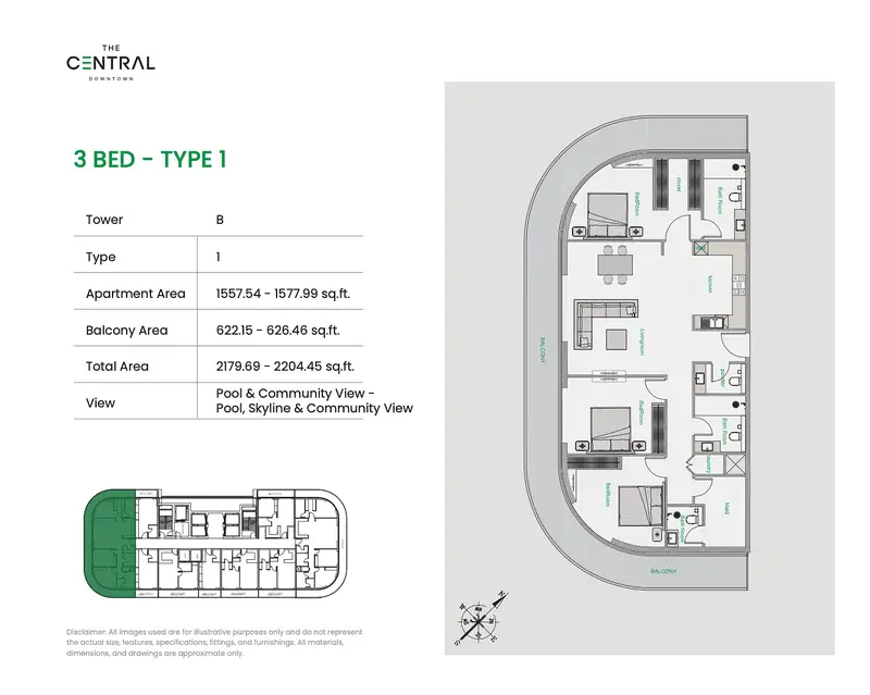 3 BR floor plan