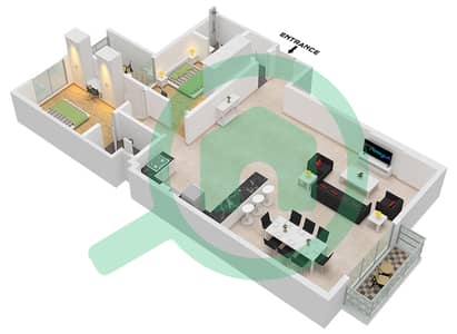 艾奎蒂门公寓 - 2 卧室公寓单位21 FLOOR TYPICAL戶型图