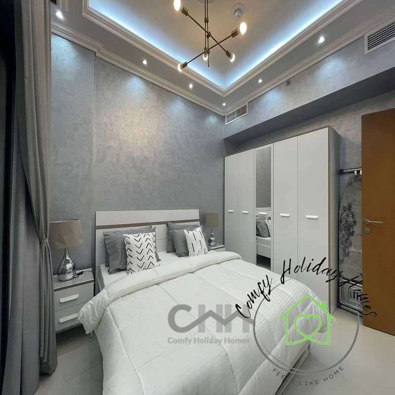 Spacious One Bedroom with HUGE Balcony Furnished -Free DEWA & Internet