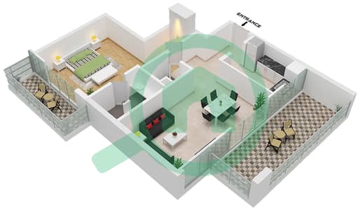 المخططات الطابقية لتصميم الوحدة 7 FLOOR 1-8 شقة 1 غرفة نوم - أراس هايتس