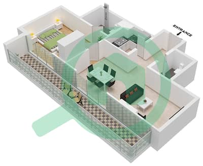 المخططات الطابقية لتصميم الوحدة 8 FLOOR 1-8 شقة 1 غرفة نوم - أراس هايتس