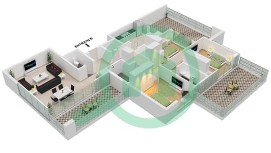 المخططات الطابقية لتصميم الوحدة 6 FLOOR 9 شقة 3 غرف نوم - أراس هايتس