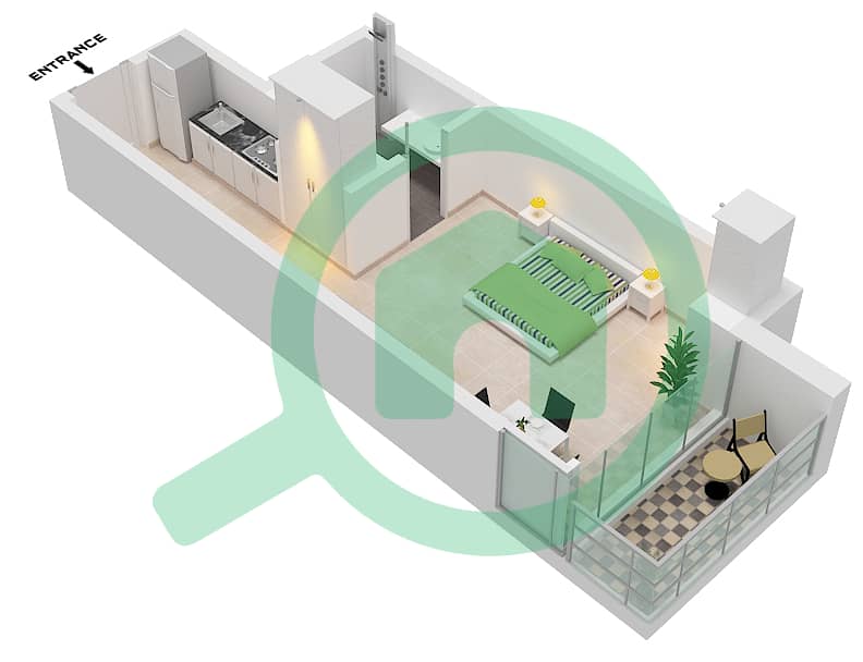 المخططات الطابقية لتصميم الوحدة 5 FLOOR 1-8 شقة استوديو - أراس هايتس Unit 5 Floor 1-8 interactive3D
