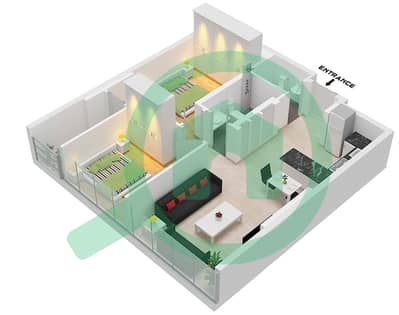 Рэдиант Бульвар - Апартамент 2 Cпальни планировка Единица измерения 12 FLOOR 1-15, 17-29
