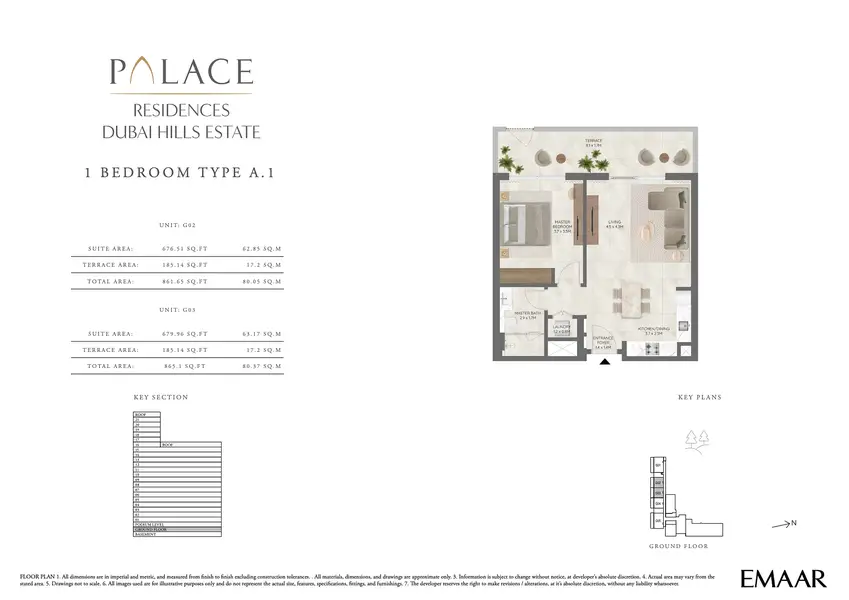1 BR floor plan
