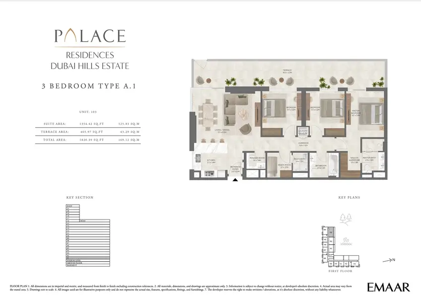 3 BR floor plan