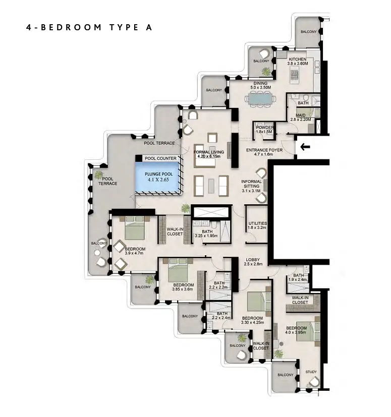 4 BR floor plan