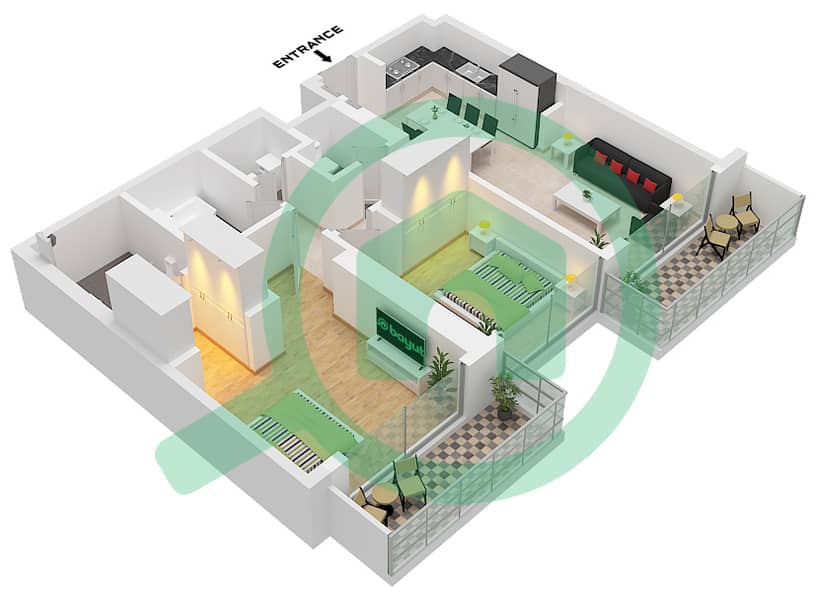 Grand Bleu Tower 2 - 2 Bedroom Apartment Unit 3,4 FLOOR MEZZANINE Floor plan Unit 3 Floor 2-17 
Unit 4 Floor Mezzanine,Podium,1st interactive3D