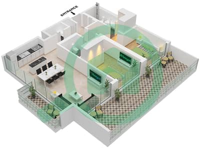 碧海蓝天2号塔楼 - 2 卧室公寓单位8 FLOOR 2-9戶型图