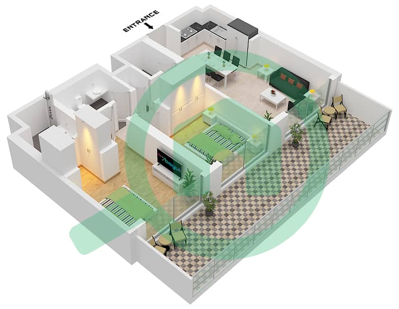 Grand Bleu Tower 2 - 2 Bedroom Apartment Unit 7 FLOOR 10-16 Floor plan Unit 7 Floor 10-16 interactive3D